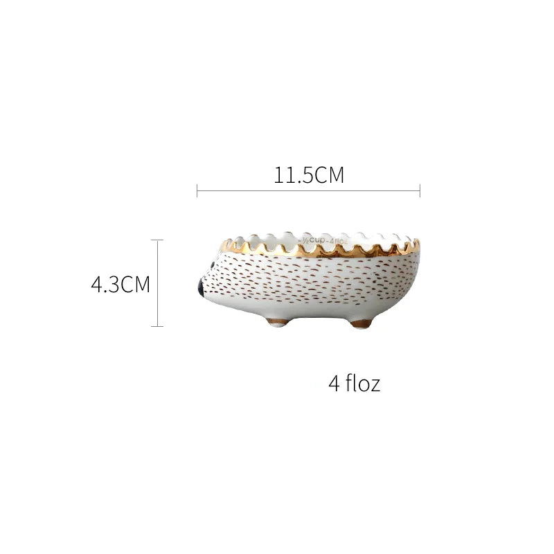 Cute Hedgehog Ceramic Dessert Bowl | Adorable Nordic Tableware