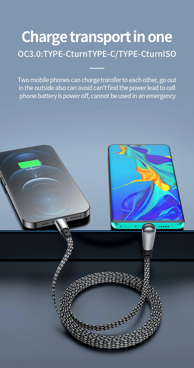 USB C Charger Cable | Flat 90 Degree Type C Charging Cable
