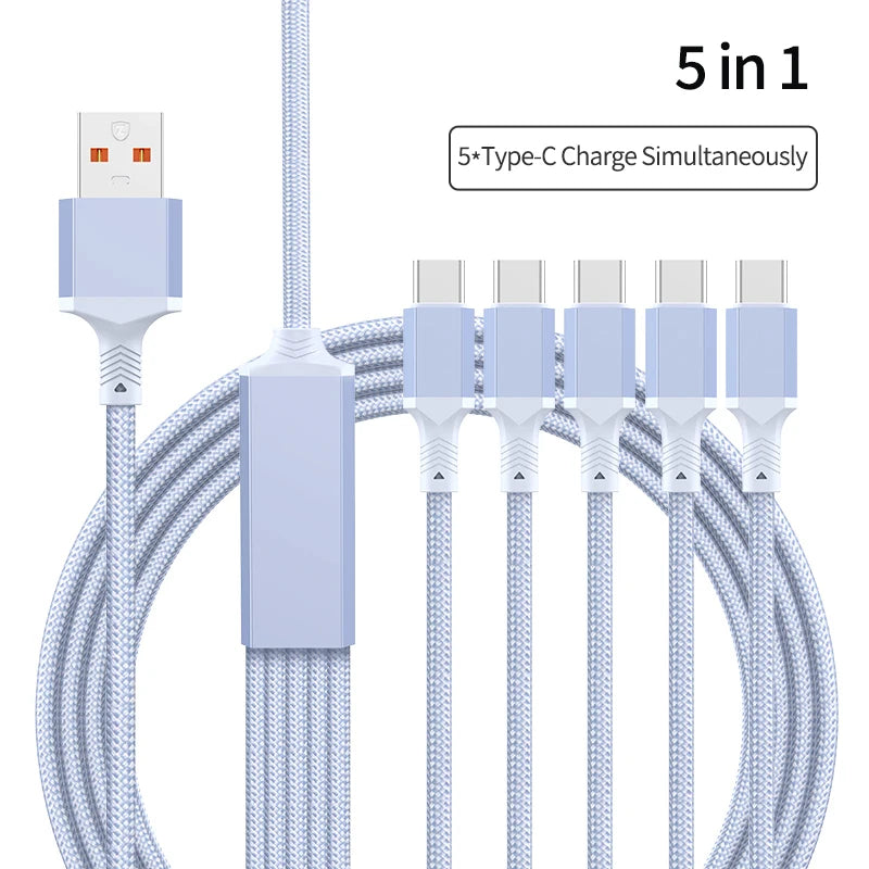 Multi Charging Cable 5 in 1 | Fast Nylon Braided USB Cord