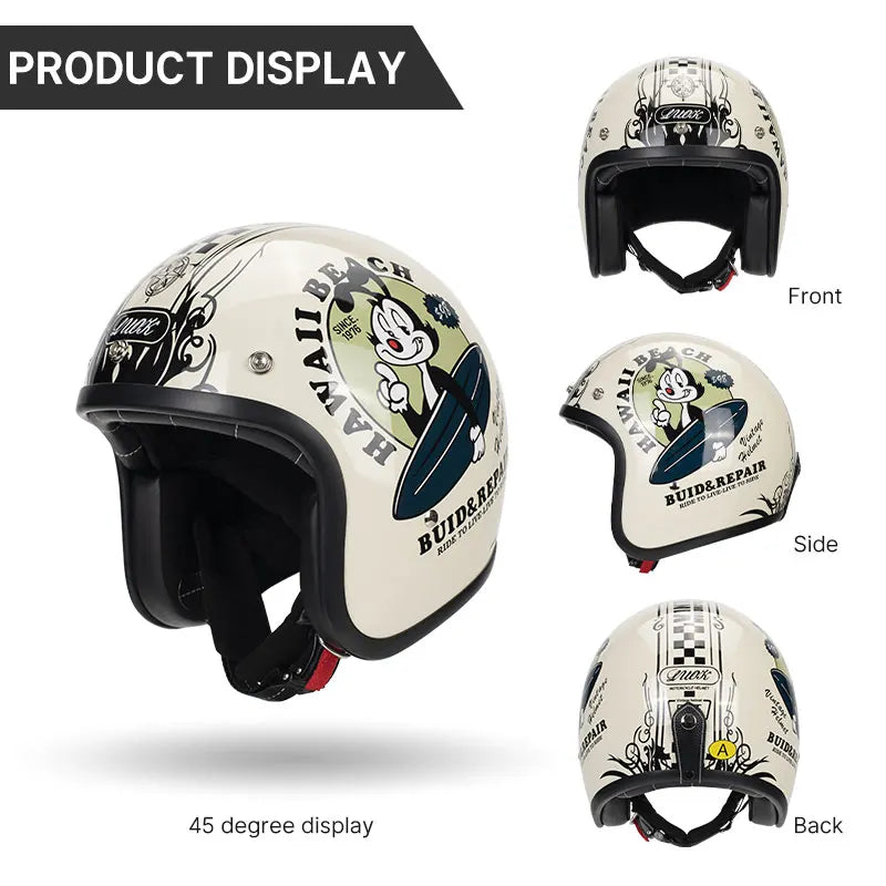 DOT Approved Vintage Motorcycle Helmet | Open Face Riding Gear