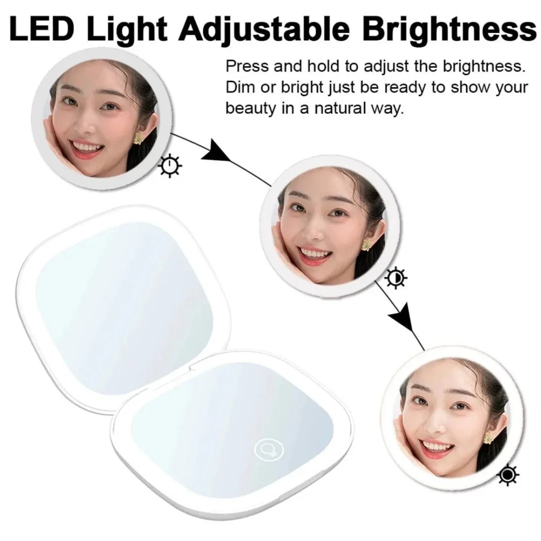 Portable LED Travel Makeup Mirror | Double-Sided & Compact