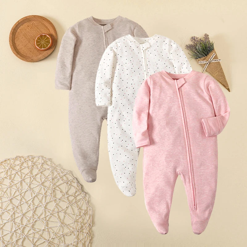Unisex Newborn Cotton Footed Pajamas | Comfortable Long Sleeve Romper