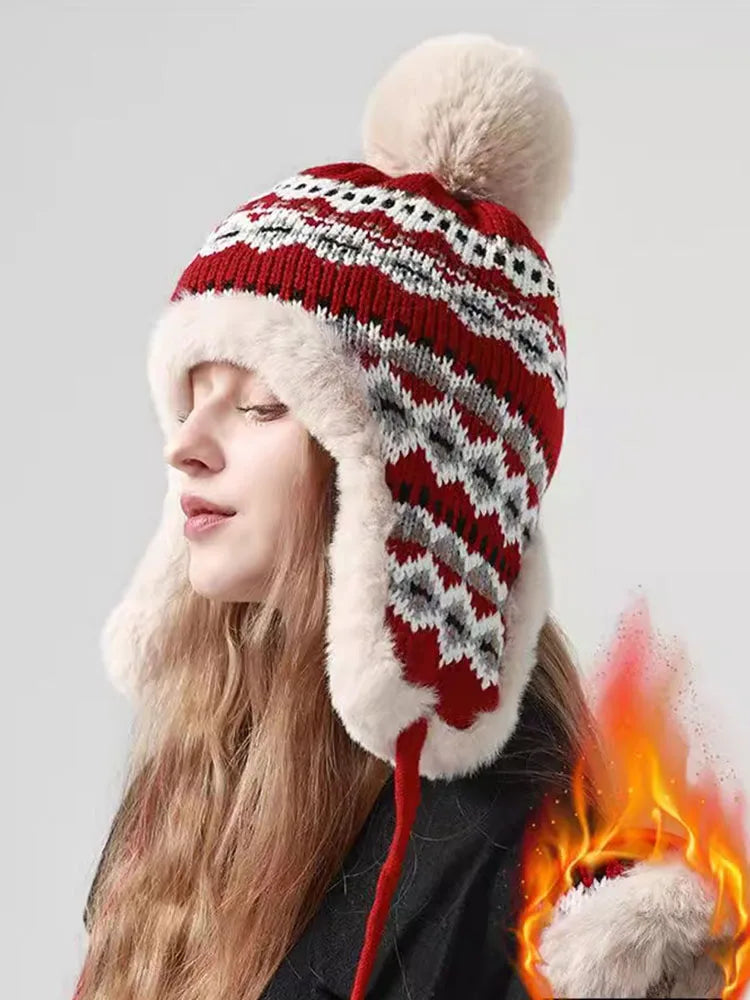 Women's Plush Fleece Lined Bomber Hat | Cozy Winter Earflap Cap