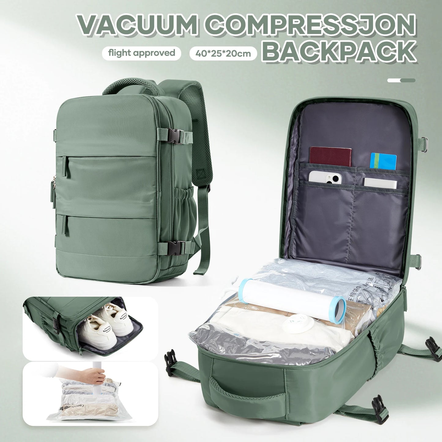 Travel Backpack for Business & School | Compression Luggage Bag