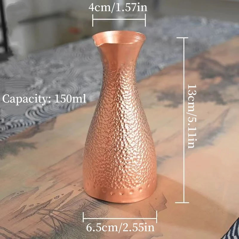 Copper Wine Warmer Wine Pot,Vintage Thickened Old-Fashioned Wine Cup,Pure Copper Small-Sized Sake Pourer,Japanese-Style Sake Pot