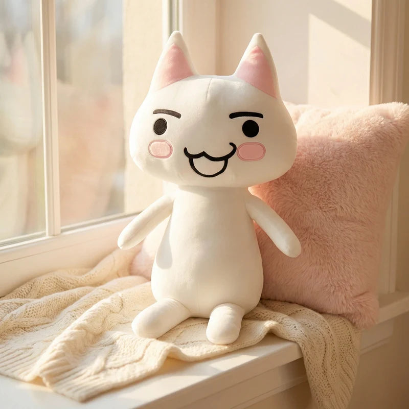 Big Size White Cat Plush Toy | Soft Cuddly Stuffed Anime Doll