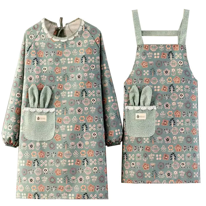 Flower Printed Kitchen Apron | Stylish Cooking Smock for Home