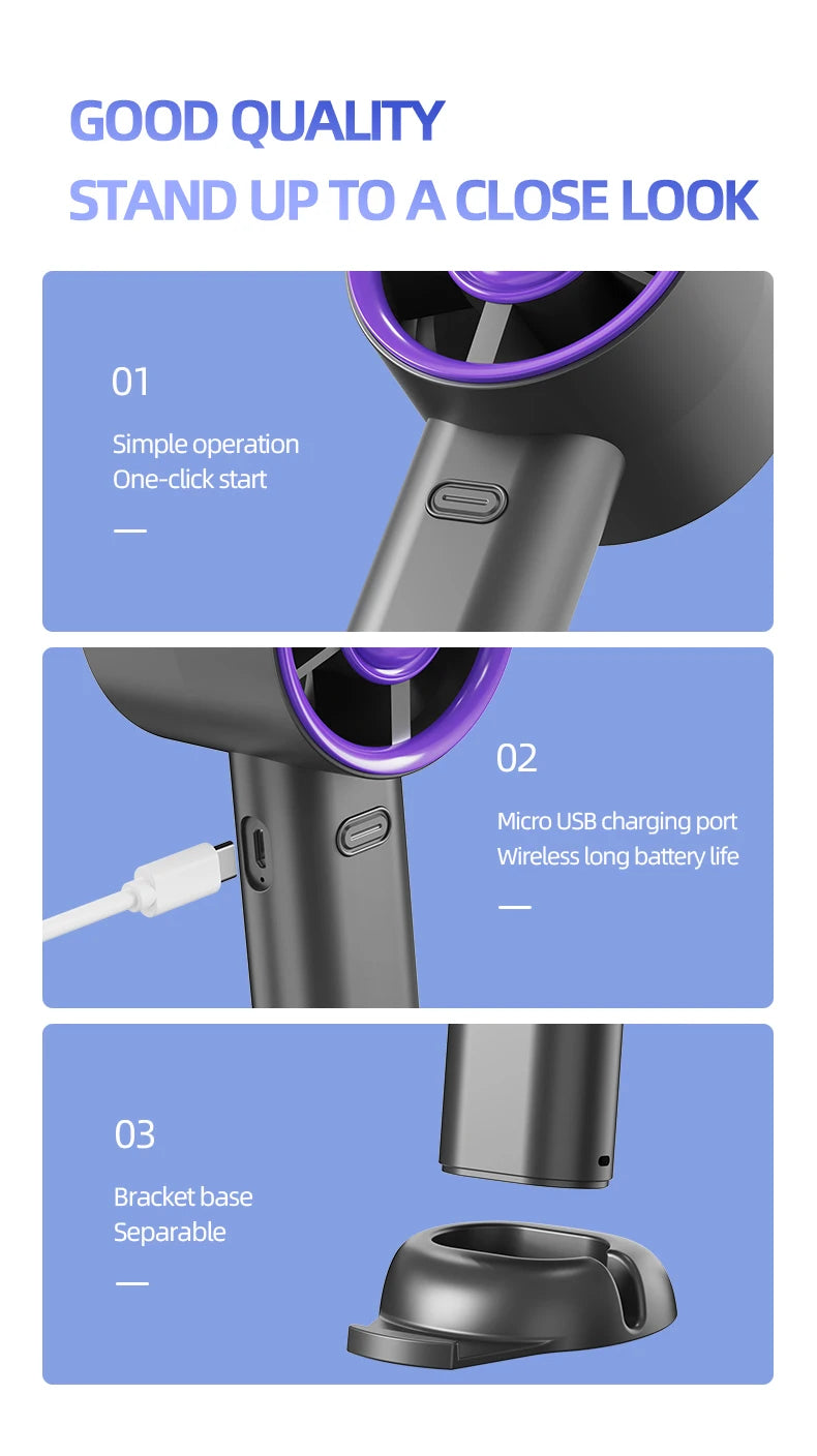 Portable Mini Handheld Fan | USB Rechargeable Mute Travel Fan