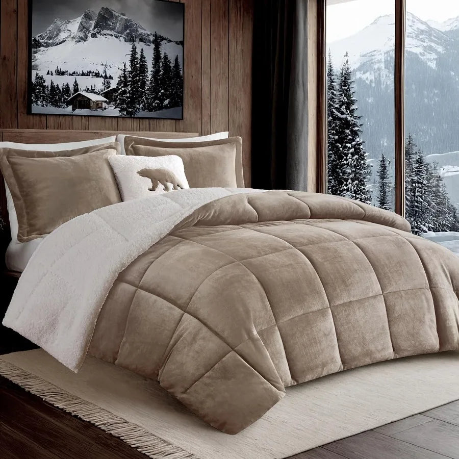 Reversible Plush Sherpa Comforter Set | Ultra Soft Winter Bedding