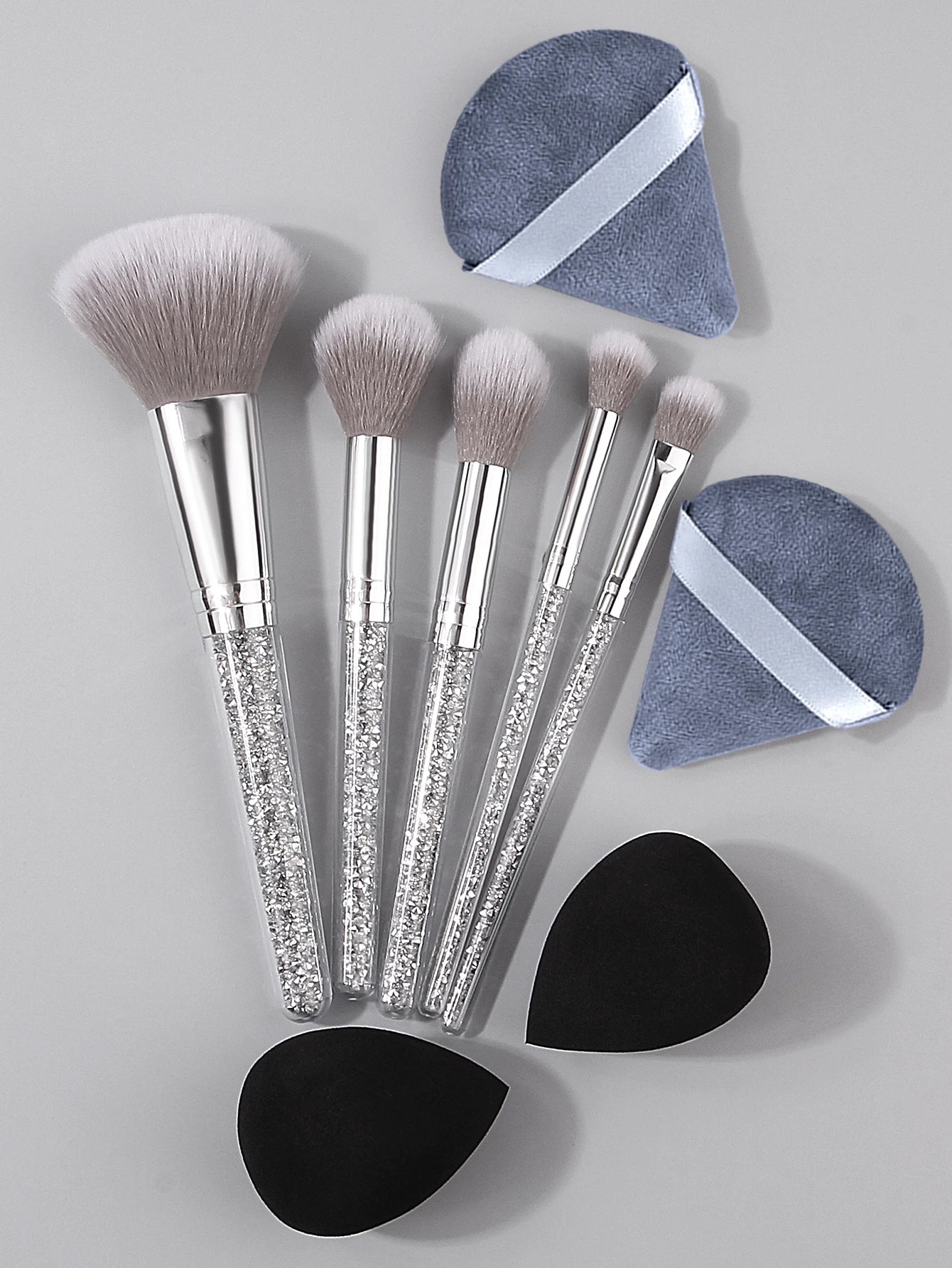 Diamond-Handled Makeup Brush Set & Sponges | Flawless Finish