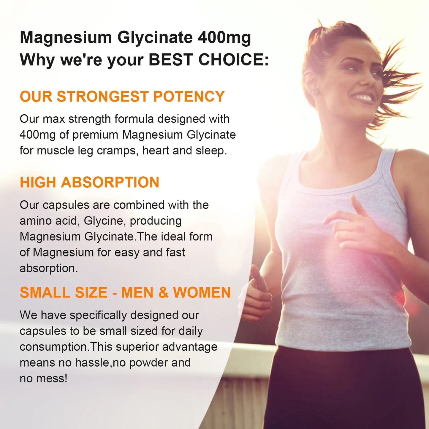 High Absorption Magnesium Glycinate Supplement | 500mg with Zinc & D3