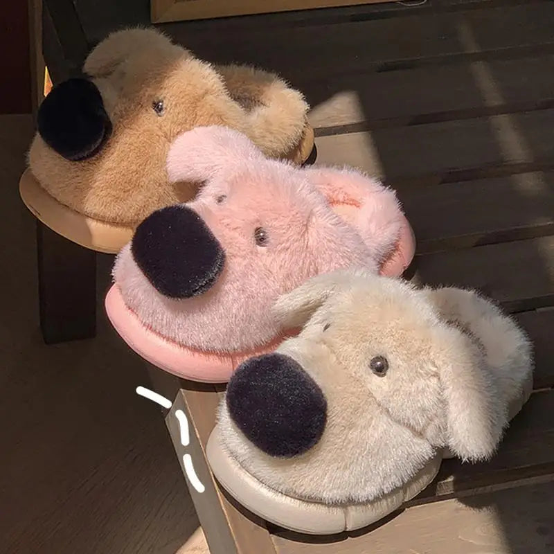Children's Cartoon Puppy Plush Slippers | Cozy Warm Home Slides