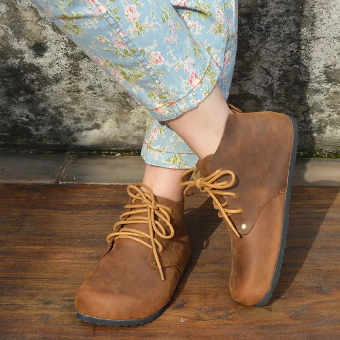 Handmade Genuine Leather High Top Women's Shoes | Stylish Casual Footwear