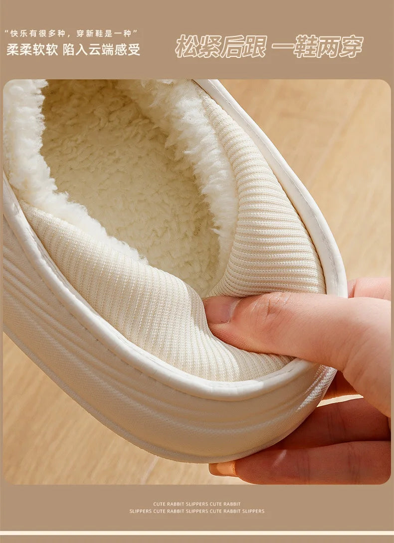 Unisex Waterproof Plush-Lined Slippers | Cozy Indoor Comfort Shoes