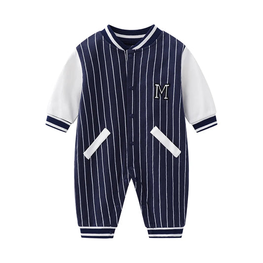 Baby Boy's Cotton Baseball Jumpsuit | Adorable Autumn Outfit