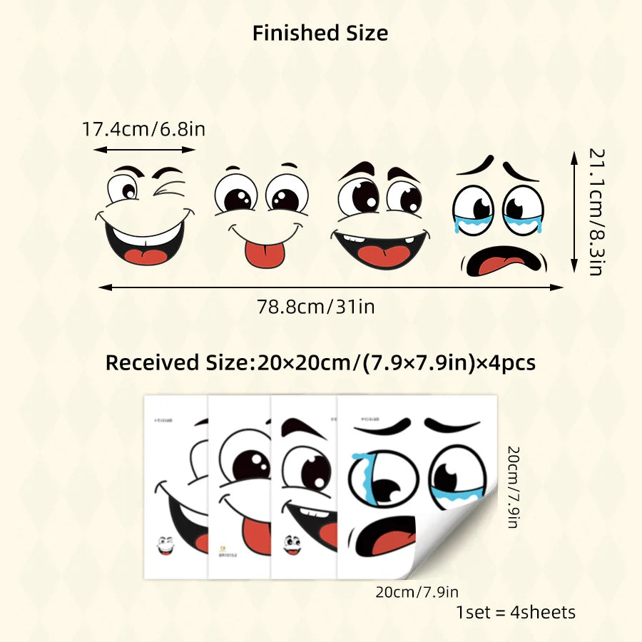 Fun Cartoon Face Stickers Set for Home Decoration | Self-Adhesive