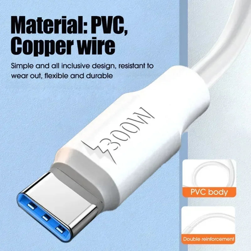 300W Super Fast Charging USB Type C Data Cable | Universal Compatibility