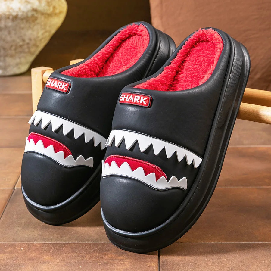 Cozy Warm Shark Design Platform Slippers for Men | Comfortable House Shoes