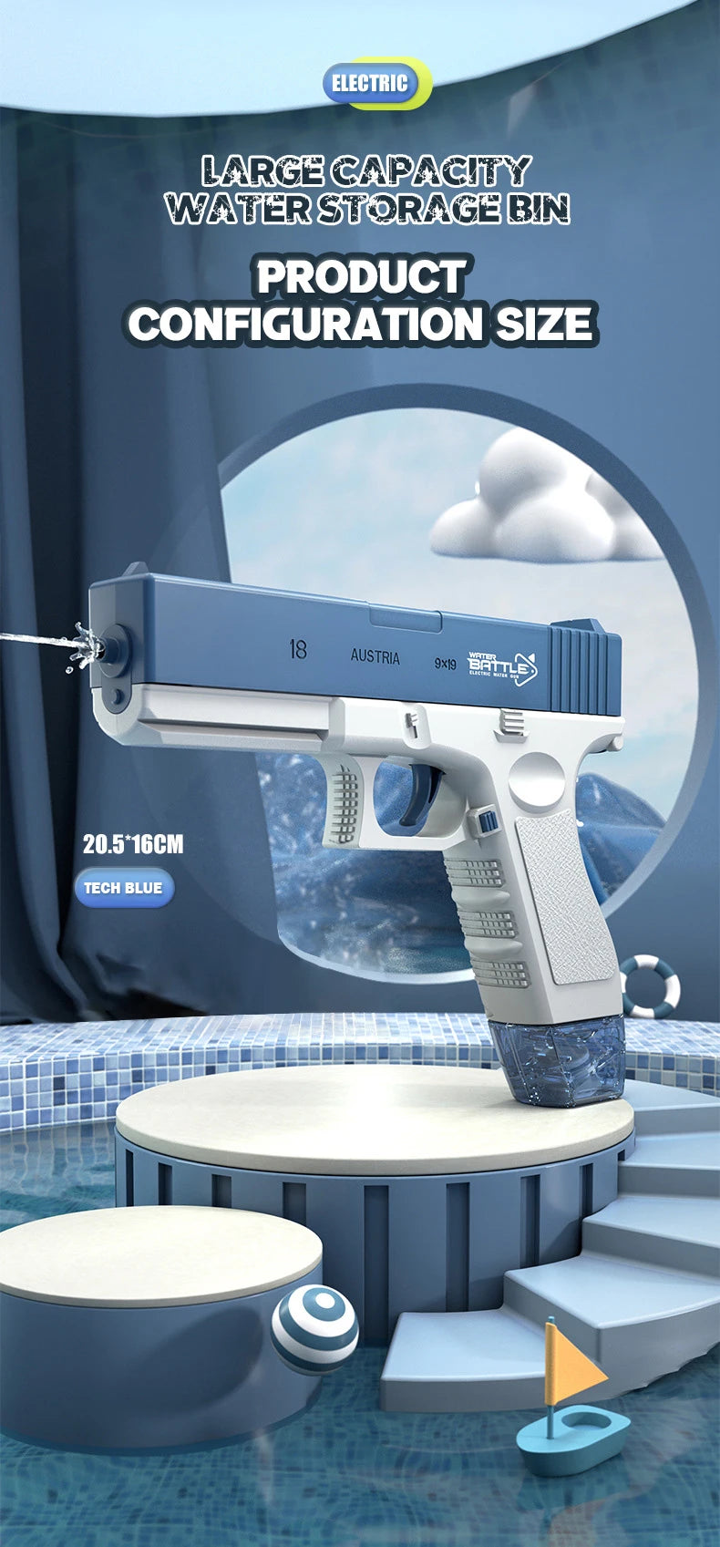 Electric Water Gun Pistol | Long Range Fun for Kids