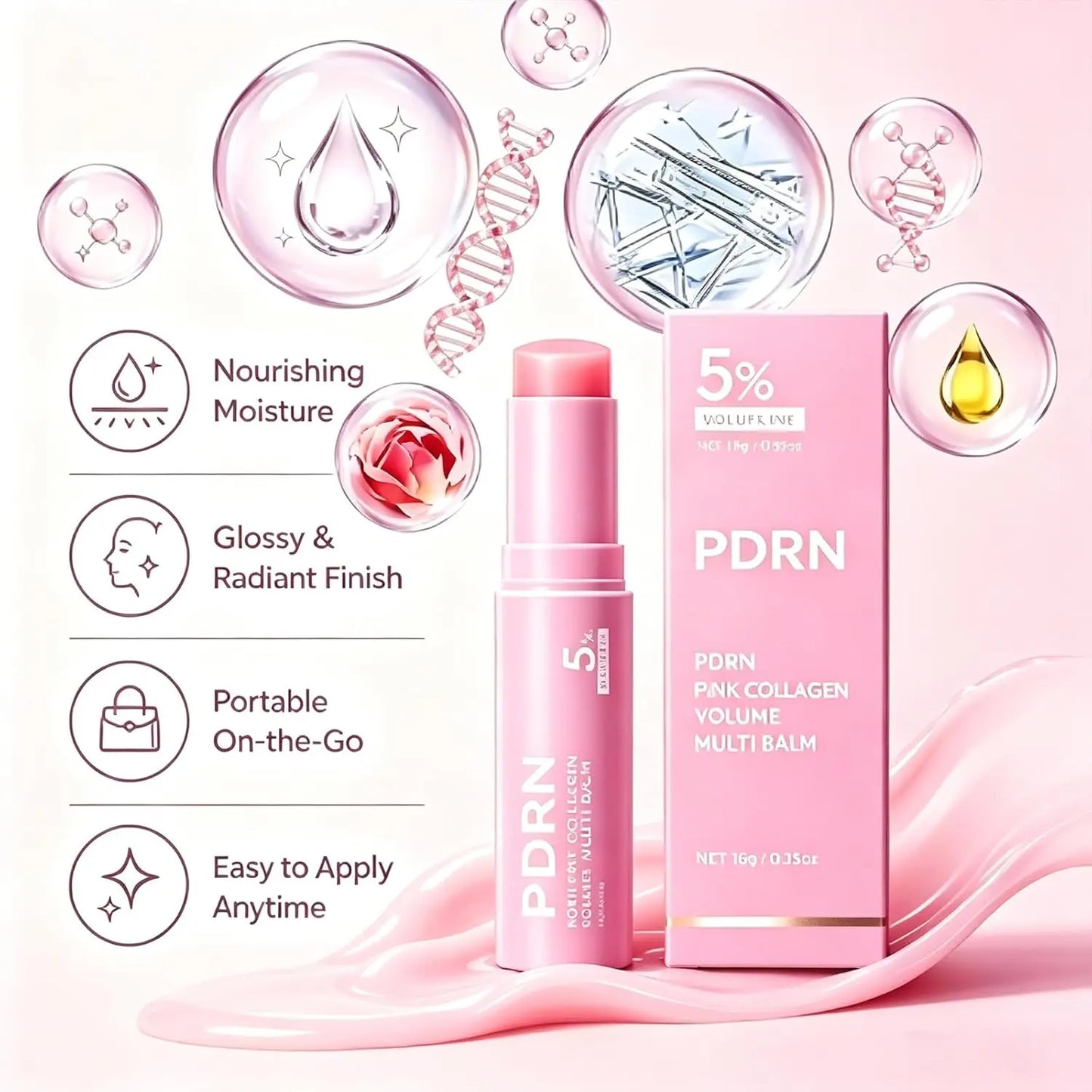 K-Beauty Pink Collagen Multi Balm Stick | Skin Booster for Radiance