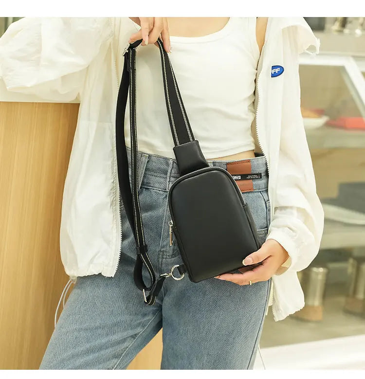 Unisex Soft Leather Chest Bag | Versatile Crossbody Waist Bag