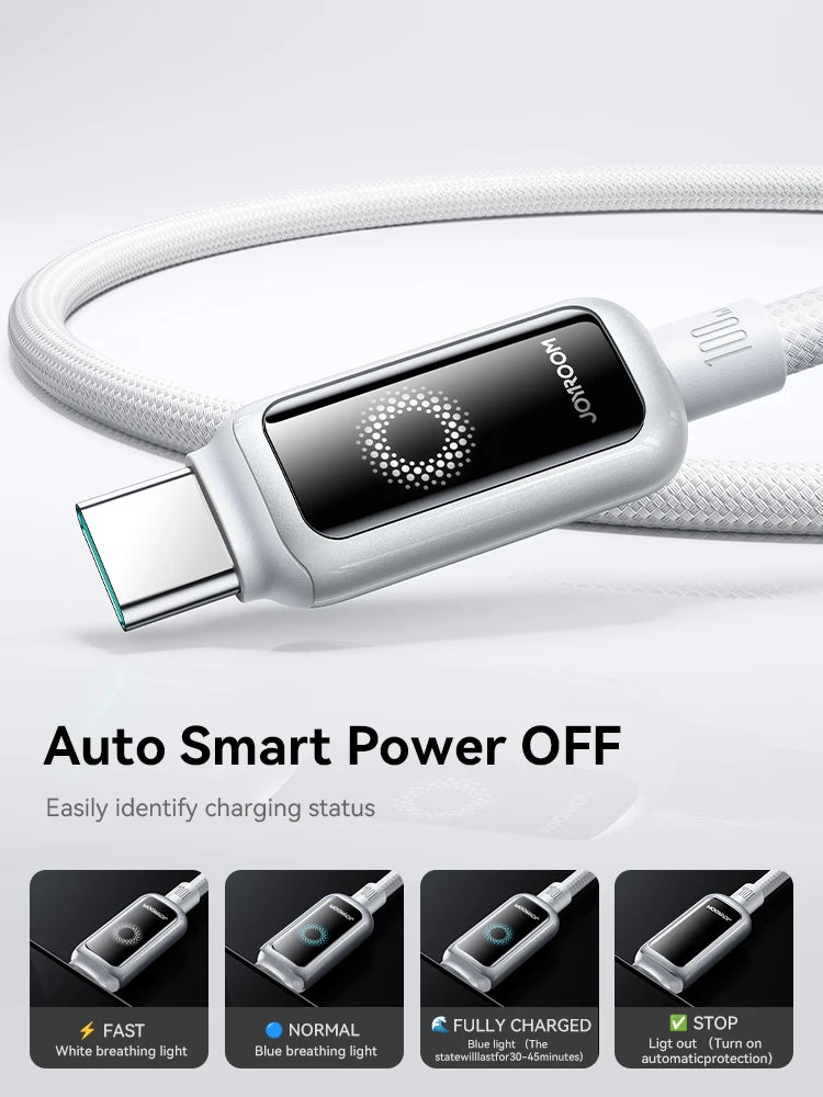 100W Fast Charge USB C Cable | Automatic Power Off Charging