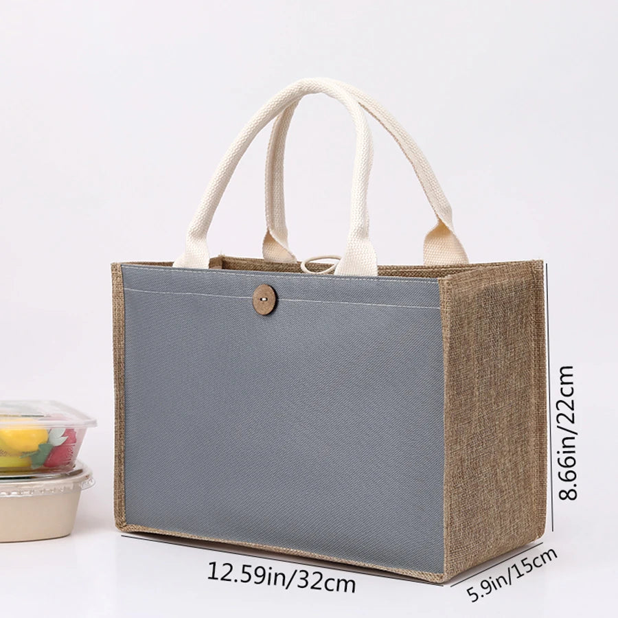 Fashionable Linen Handbag | Versatile Solid Colour Shopping Tote