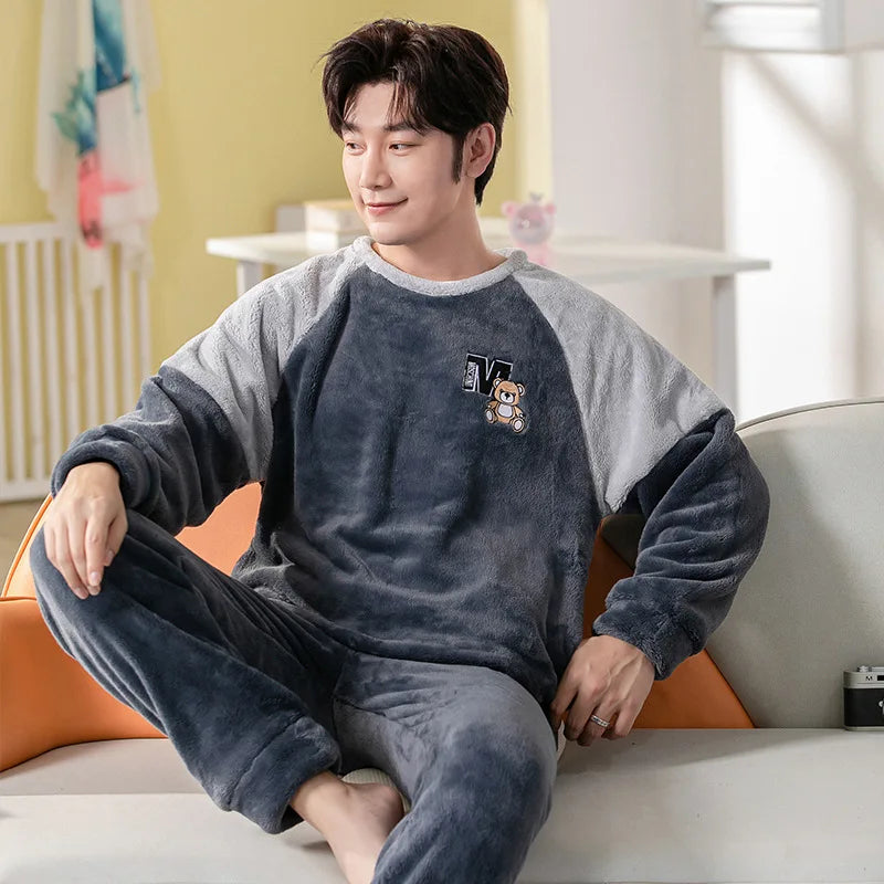 Winter Warm Flannel Sleepwear Set | Cozy Cartoon Two-Piece Loungewear