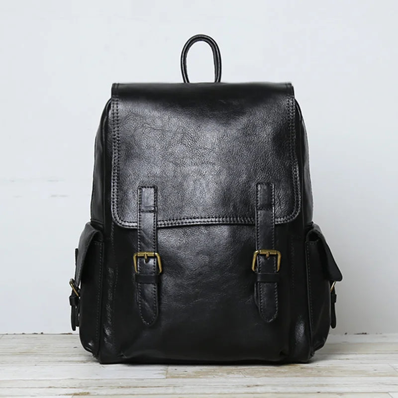 Retro Leather Backpack | Large Capacity Men’s & Women’s Travel Bag