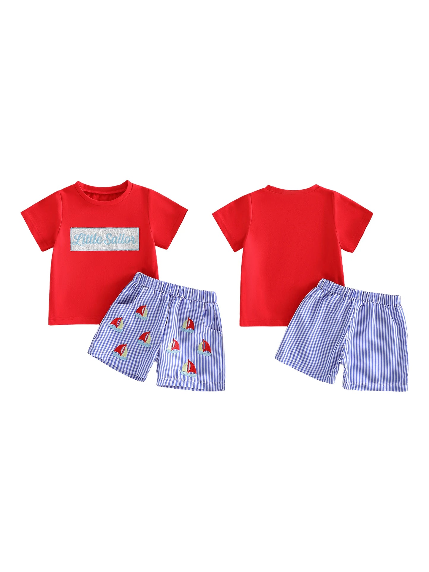 Boys Summer Outfit Set | Casual Short Sleeve Tee & Denim Shorts