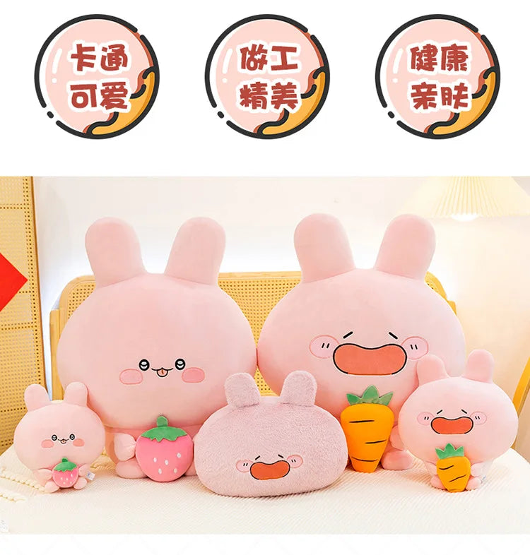 Large Pink Rabbit Plush Toy | Funny Expression Kids Stuffed Animal