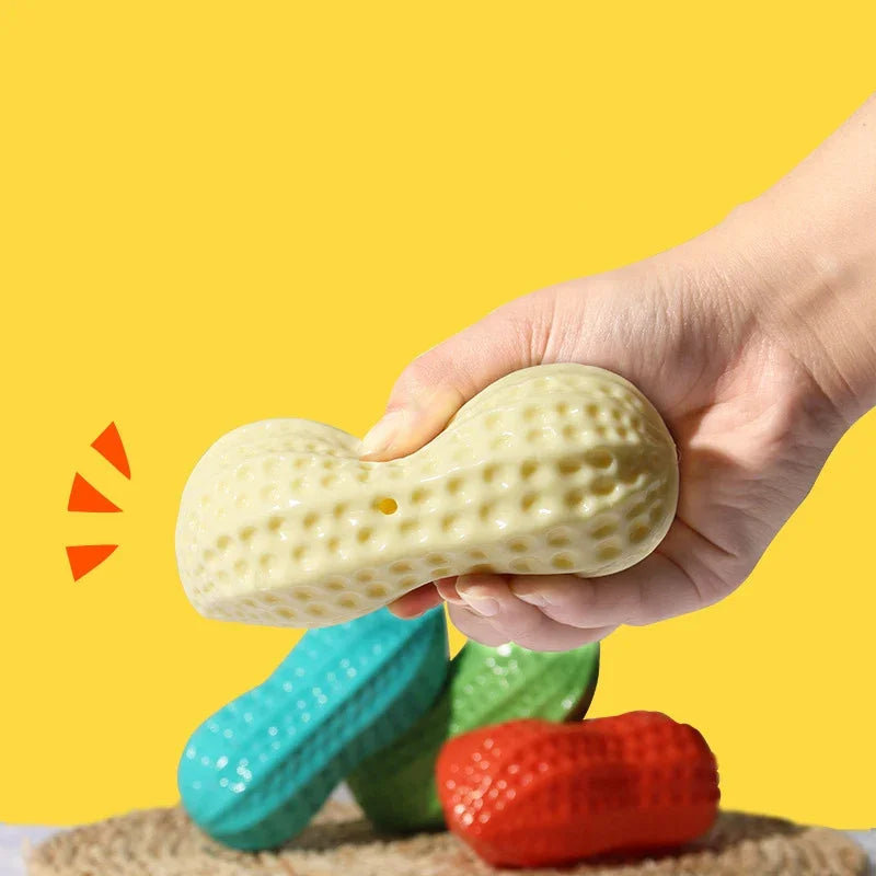 Interactive Dog Chewing Toy | Peanut Shaped Squeaker for Teeth Care