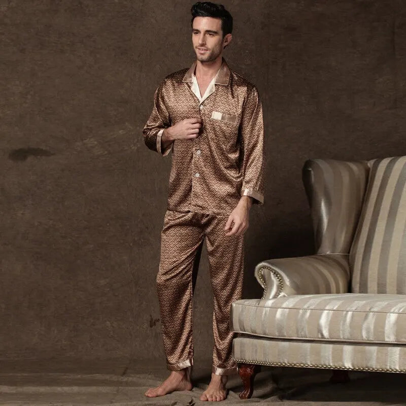 Men's Cozy Satin Pajama Set | Soft Floral Sleepwear