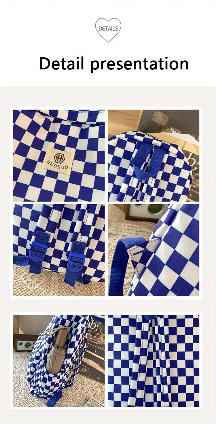 Stylish Checkerboard Backpacks for School Girls | Versatile & Trendy