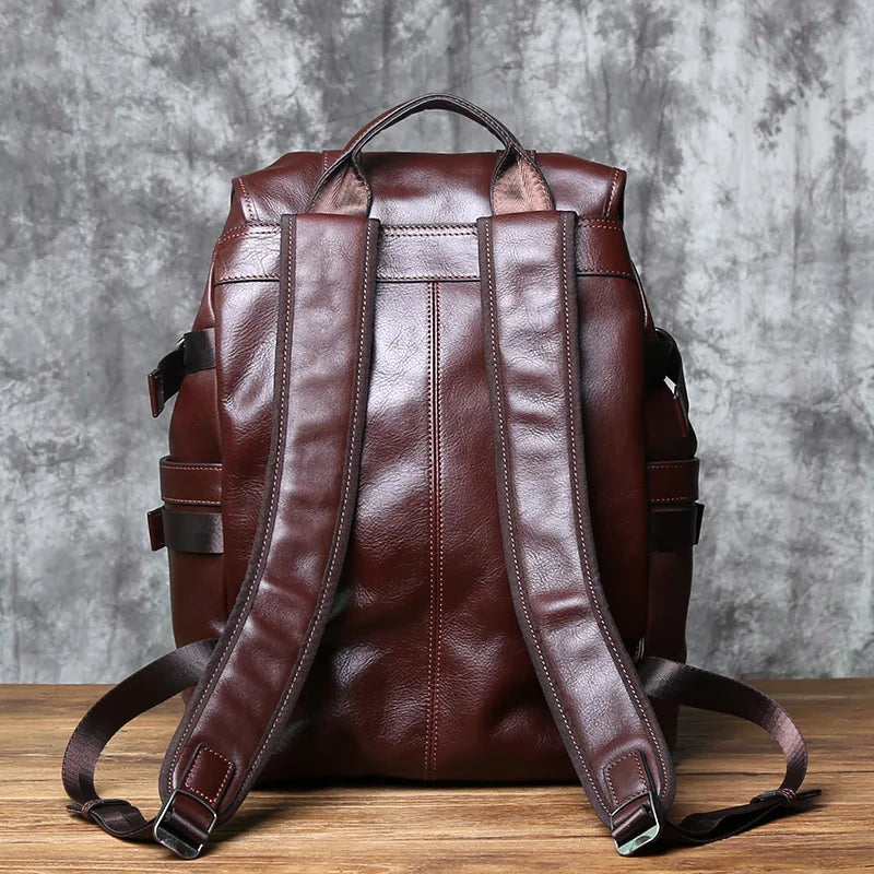 Mochila retro de cuero para hombre | Elegante bolso de viaje y escolar