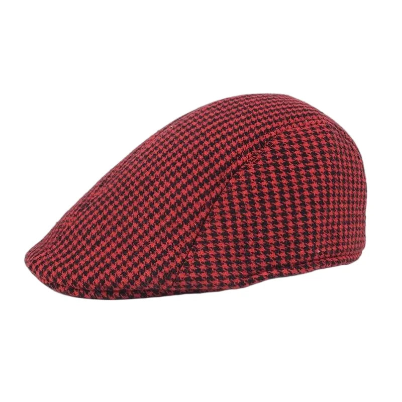 Men's Winter Beret Cap | Warm Plaid Military Hat for Casual Wear