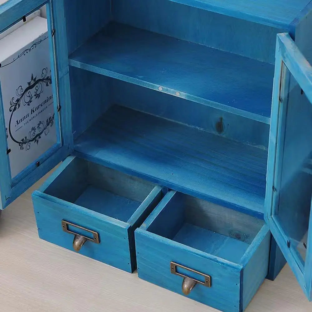 Vitrina En Miniatura de Madera Vintage | Almacenamiento Montado en la Pared