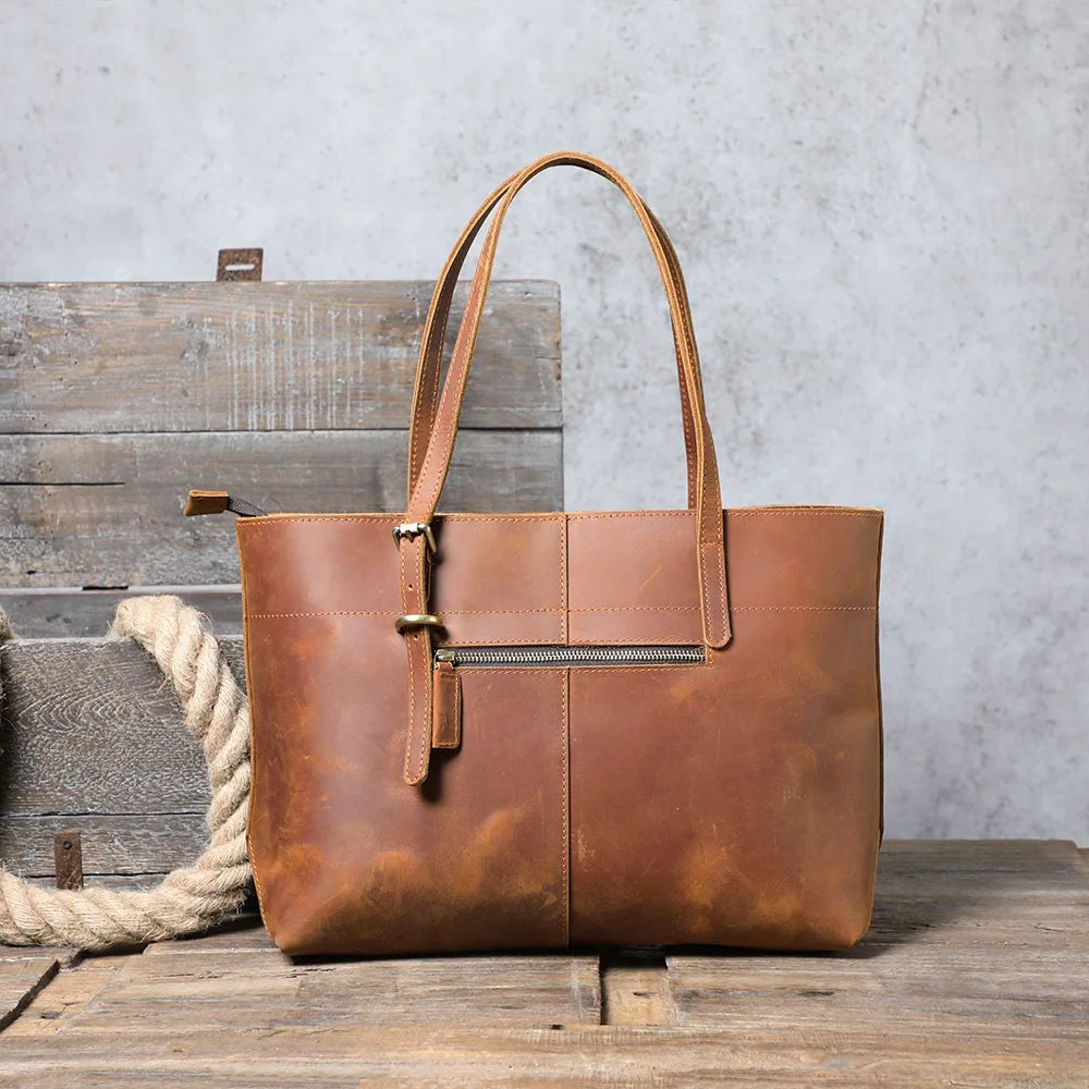 Vintage Genuine Leather Men's Tote & Briefcase | Stylish & Versatile