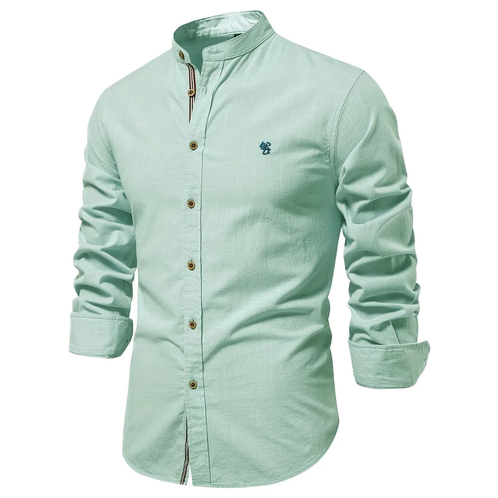 Men's 100% Cotton Casual Long Sleeve Shirt | Comfortable Embroidery