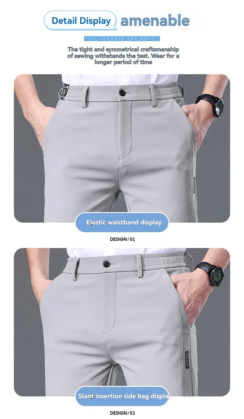 Men's Lightweight Ice Silk Golf Casual Trousers | Spring & Summer Style