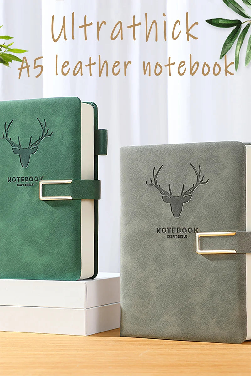 200 Pages A5 Leather Notebook | Personalized Soft Cover & Bookmark