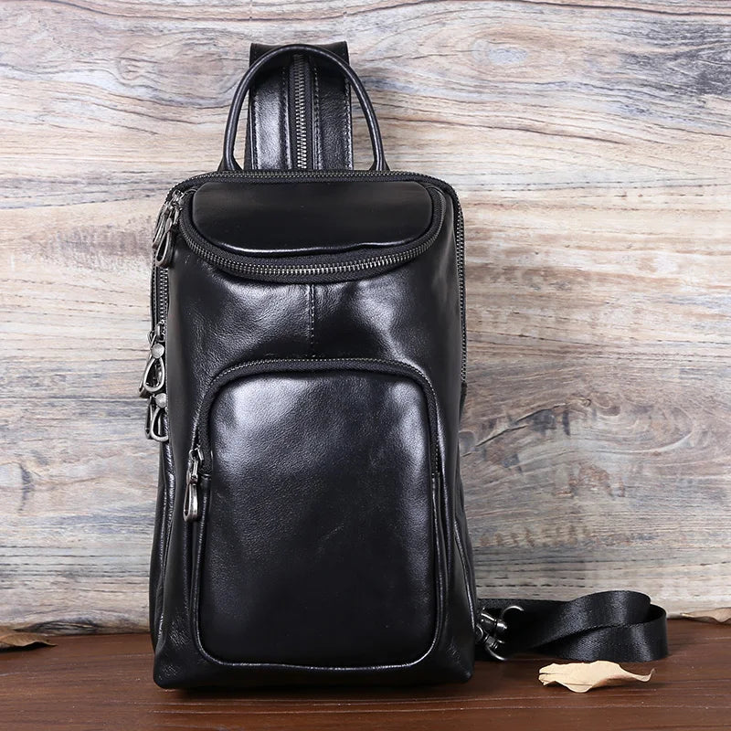 Bandolera de cuero casual para hombre | Mochila elegante para el día a día