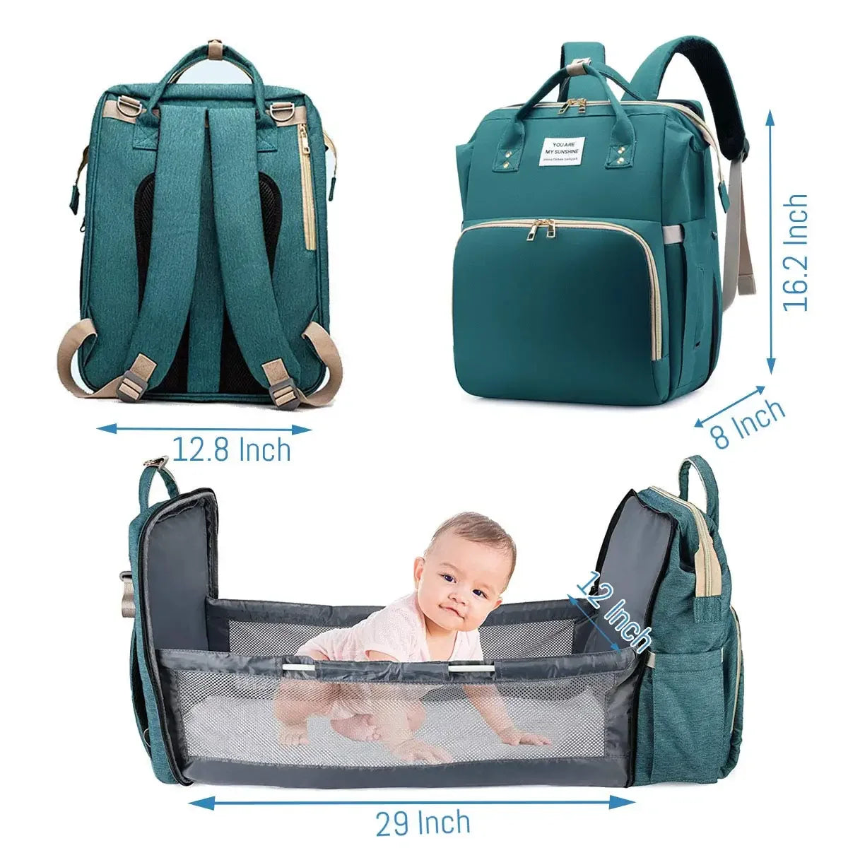 3 In 1 Diaper Bag Backpack | Waterproof & USB Charging