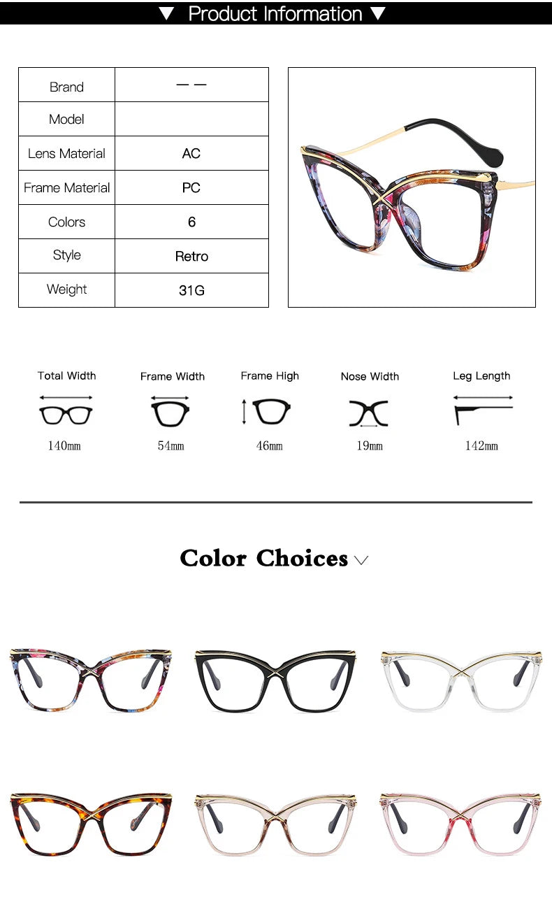 Trendy Oversized Cat Eye Eyeglasses | Vintage Blue Light Blockers
