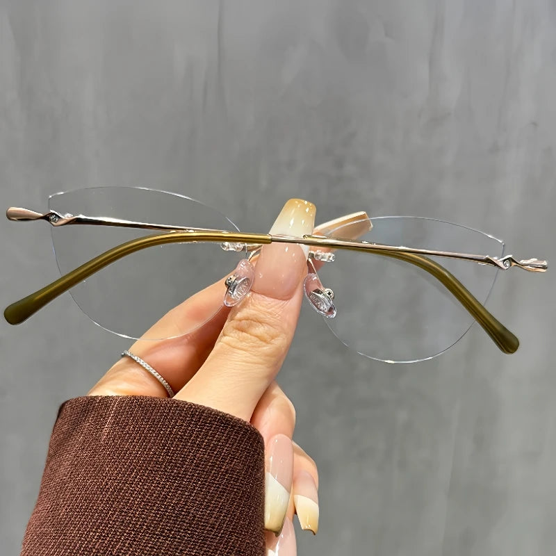Cat Eye Prescription Rimless Glasses for Women | Stylish Eyewear