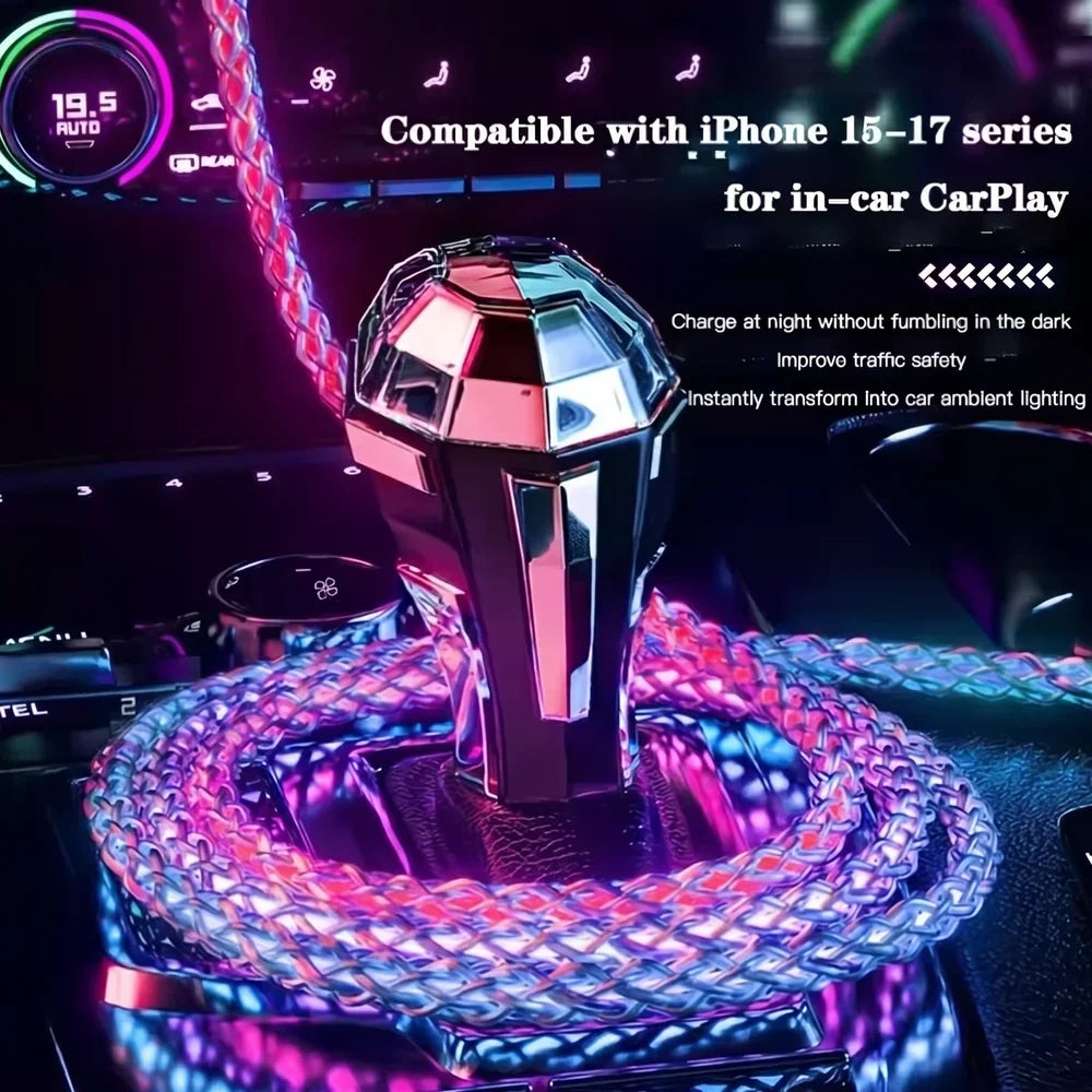 66W RGB LED Type-C Charging Cable | Fast Data Sync & Charge