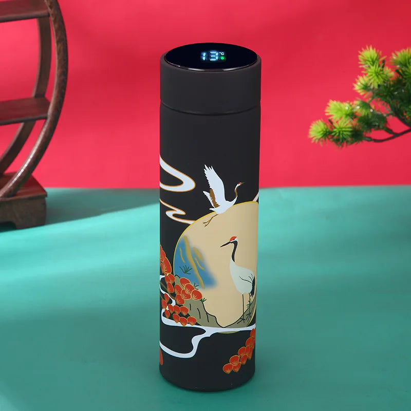 Smart Insulated Vacuum Flask with Temperature Display | Retro Design