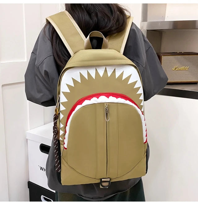 Luminous Shark Mouth Backpack | Large Capacity USB Laptop Bag