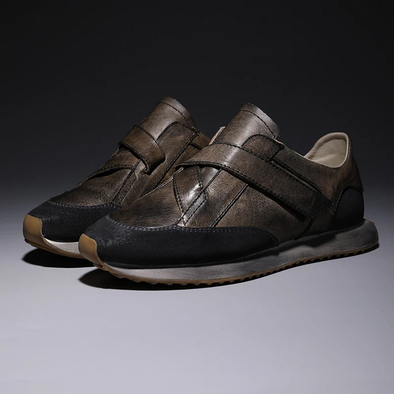 Handcrafted Men's Retro Casual Sneakers | Calf Leather Sneakers