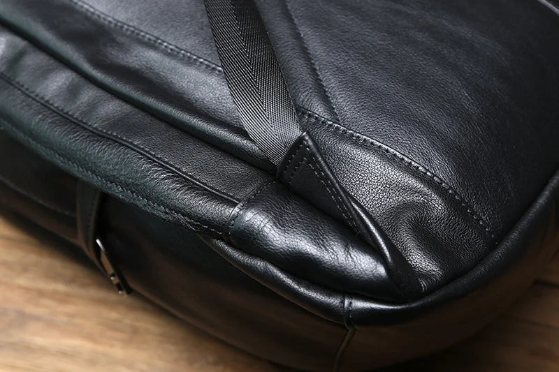 Mochila de piel auténtica de gran capacidad para hombre | Perfecta para viajes y negocios